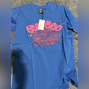 Blue Graphic Spider Web T-Shirt